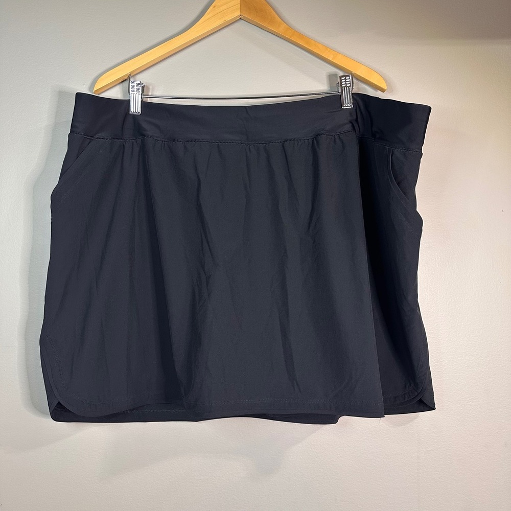Lands End Black Active Swim Skort Plus Size 26W Pockets Built-in Shorts Stretch‎